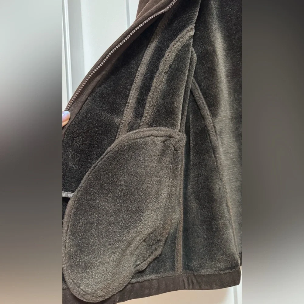 Braetan Dark Brown Teddy Jacket with Faux Fur Trim - Picture 6 of 6